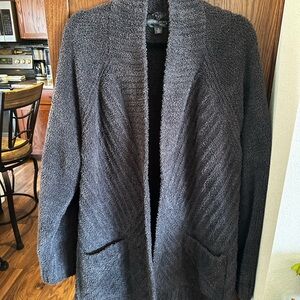 Last chance!!  Barefoot Dreams Cozychic Gray Open-Front Cardigan
